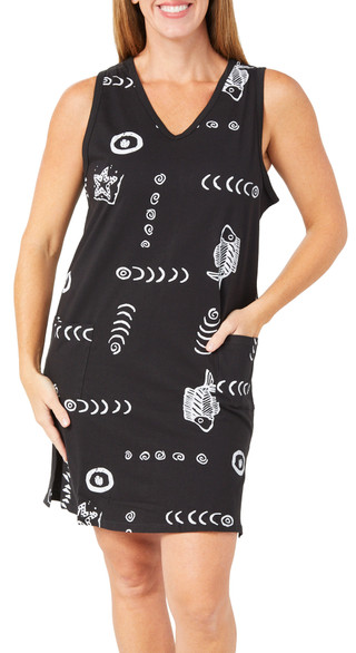 Thumbnail 1: In Gear In Gear Womens V-Neck Tank Fish Print Cover Up 