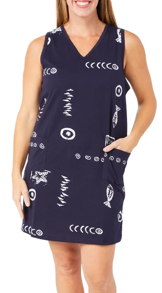 Thumbnail 1: In Gear In Gear Womens V-Neck Tank Fish Print Cover Up 
