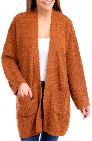 Thumbnail 1: BOBEAU Bobeau Womens Solid Popcorn Cardigan 