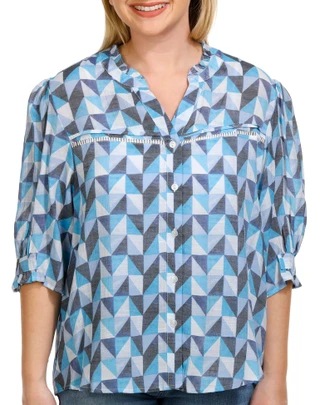 Thumbnail 2: Zac & Rachel Zac & Rachel Petite Print 3/4 Sleeve Top 
