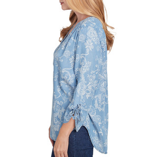Thumbnail 6: Alfred Dunner Alfred Dunner Womens 3/4 Floral Tencel Scroll Top 