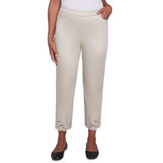 Thumbnail 1: Alfred Dunner Alfred Dunner Petite Floral Cut Out Ankle Pants 