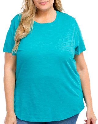 Thumbnail 1: Blue Sol Blue Sol Plus Solid Luxey Scoop Neck Short Sleeve Top 