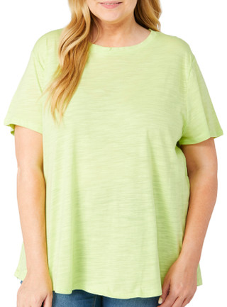 Thumbnail 1: Blue Sol Blue Sol Plus Solid Luxey Scoop Neck Short Sleeve Top 