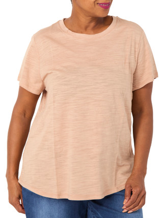 Thumbnail 1: Blue Sol Blue Sol Plus Solid Luxey Scoop Neck Short Sleeve Top 