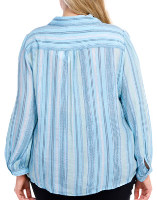 Thumbnail 4: Zac & Rachel Zac and Rachel Plus Long Sleeve Buttoned Striped Shirt 
