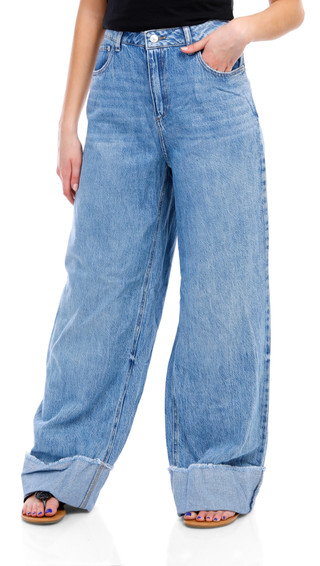 Thumbnail 2: Rewash Rewash Juniors Raw Cuff Wide Leg Jeans 