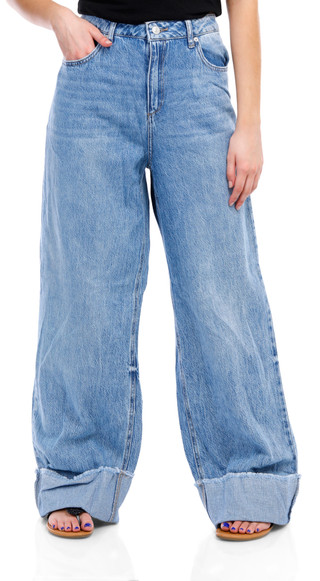 Thumbnail 6: Rewash Rewash Juniors Raw Cuff Wide Leg Jeans 