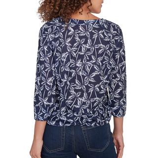 Thumbnail 4: Hearts of Palm Hearts of Palm Womens 3/4 Sleeve Embroidered Blouson Top 