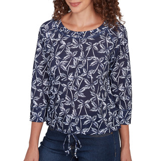 Thumbnail 8: Hearts of Palm Hearts of Palm Womens 3/4 Sleeve Embroidered Blouson Top 