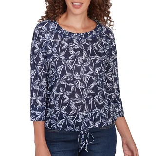 Thumbnail 1: Hearts of Palm Hearts of Palm Womens 3/4 Sleeve Embroidered Blouson Top 