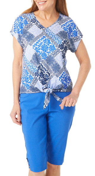 Thumbnail 6: Hearts of Palm Hearts of Palm Womens Short Sleeve Embellished Print Top 