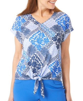 Thumbnail 1: Hearts of Palm Hearts of Palm Womens Short Sleeve Embellished Print Top 