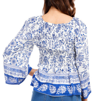 Thumbnail 3: Angie Angie Juniors Long Sleeve Smocked Peplum Top 