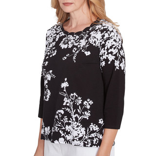 Thumbnail 4: Alfred Dunner Alfred Dunner Womens Asymmetric Floral Monotone Top 