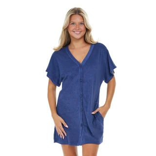 Thumbnail 1: Jordan Taylor Jordan Taylor Womens Terry Tunic Pocket Swim Cover Up 