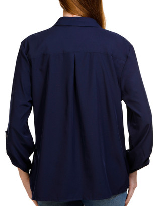 Thumbnail 4: Ny Collection NY Collection Womens 3/4 Sleeve Silky Stretch Tie Front Top 