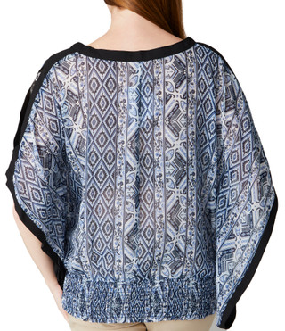 Thumbnail 4: Ny Collection NY Collection Womens Long Sleeve Chiffon Poncho Top 