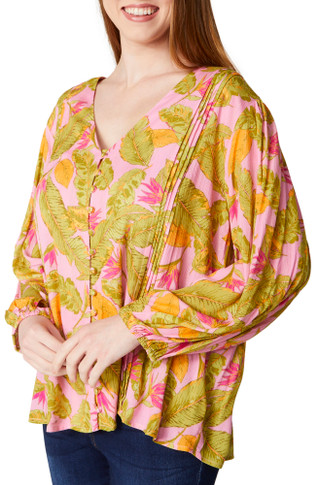 Thumbnail 1: BUNULU Bunulu Womens Long Sleeve Metallic Buttoned Top 