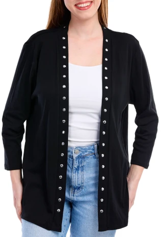 Thumbnail 4: Rafaella Rafaella Womens Grommet Cardigan 