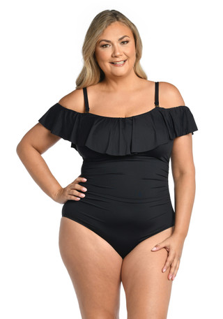 Thumbnail 1: La Blanca La Blanca Plus Solid Off The Shoulder One Piece Swimsuit 