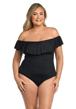 Thumbnail 3: La Blanca La Blanca Plus Solid Off The Shoulder One Piece Swimsuit 