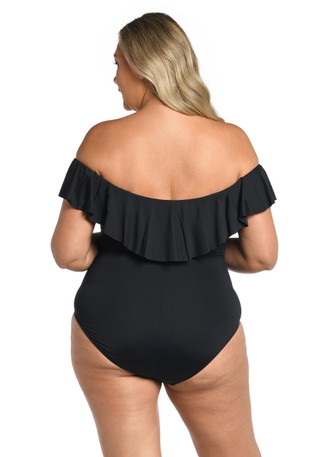 Thumbnail 4: La Blanca La Blanca Plus Solid Off The Shoulder One Piece Swimsuit 