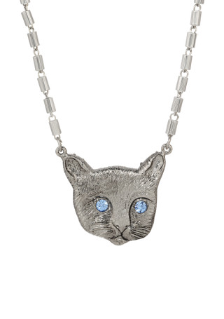 Thumbnail 1: 1928 Jewelry 1928 Jewelry Cat Face Crystal Glass Stone Necklace 