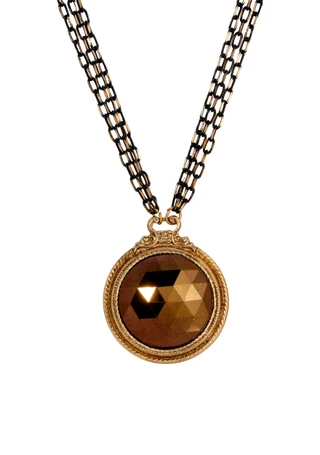 Thumbnail 1: 1928 Jewelry 1928 Jewelry Two Tone Round Glass Topaz Necklace 
