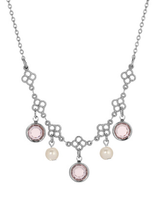 Thumbnail 1: 1928 Jewelry 1928 Jewelry Crystal Faux Pearl Bib Necklace 