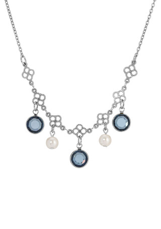 Thumbnail 1: 1928 Jewelry 1928 Jewelry Crystal Faux Pearl Bib Necklace 