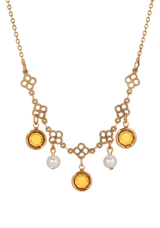 Thumbnail 1: 1928 Jewelry 1928 Jewelry Gold Tone Crystal Faux Pearl Necklace 