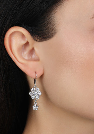 Thumbnail 2: 1928 Jewelry 1928 Jewelry Silver Tone Crystal Cluster Leverback Earrings 