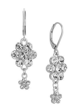 Thumbnail 1: 1928 Jewelry 1928 Jewelry Silver Tone Crystal Cluster Leverback Earrings 