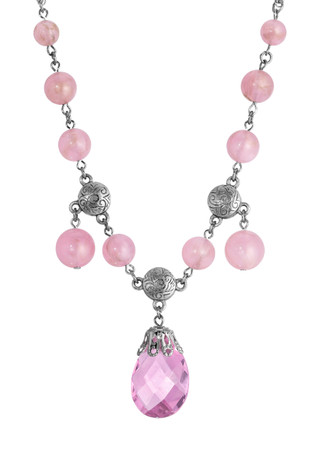 Thumbnail 1: 1928 Jewelry 1928 Jewelry Pink Crystal Briolette Necklace 