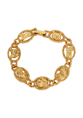 Thumbnail 1: 1928 Jewelry 1928 Jewelry Oval Cat Station Clasp Bracelet 