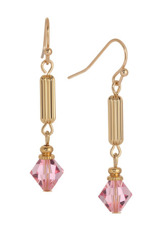 Thumbnail 1: 1928 Jewelry 1928 Jewelry Gold Tone Tube Bead Crystal Earrings 