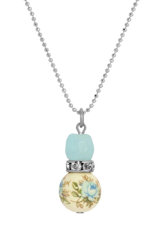 Thumbnail 2: 1928 Jewelry 1928 Jewelry Blue Rose Bead Drop Necklace 