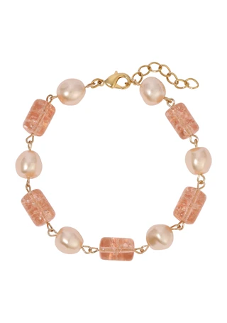 Thumbnail 1: 1928 Jewelry 1928 Jewelry Peach Cracked Glass Faux Pearl Bracelet 