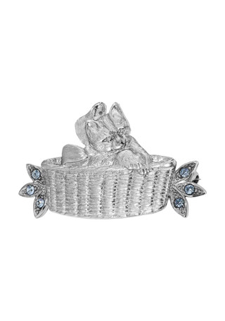 Thumbnail 1: 1928 Jewelry 1928 Jewelry Cat in Basket Brooch 