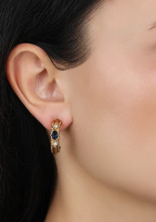 Thumbnail 2: 1928 Jewelry 1928 Jewelry Gold Tone Color Crystal Hoop Earrings 