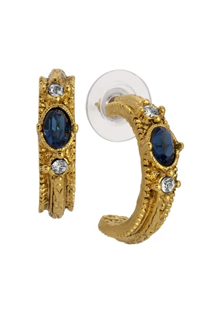 Thumbnail 1: 1928 Jewelry 1928 Jewelry Gold Tone Color Crystal Hoop Earrings 
