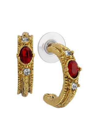 Thumbnail 1: 1928 Jewelry 1928 Jewelry Gold Tone Color Crystal Hoop Earrings 