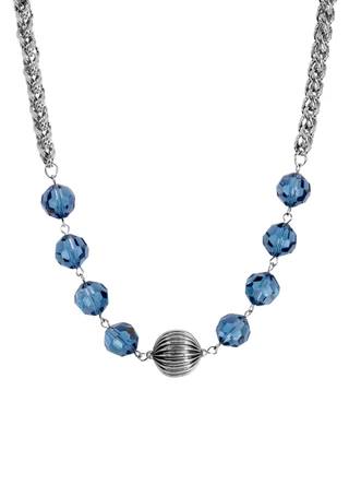 Thumbnail 1: 1928 Jewelry 1928 Jewelry Blue Glass Silver Bead Necklace 