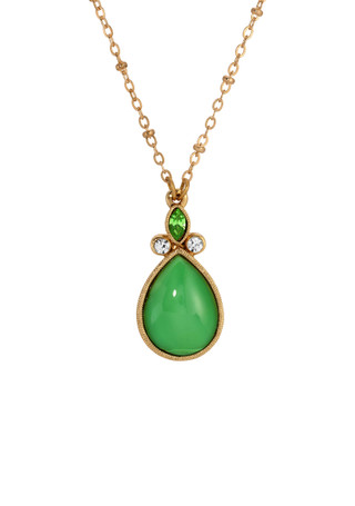 Thumbnail 1: 1928 Jewelry 1928 Jewelry Green Teardrop & Clear Crystal Necklace 