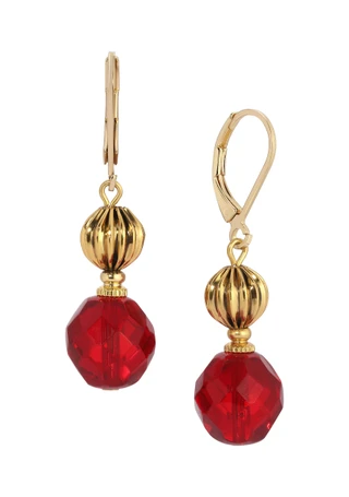 Thumbnail 1: 1928 Jewelry 1928 Jewelry Vintage Color Glass Faceted Bead Drop Earrings 