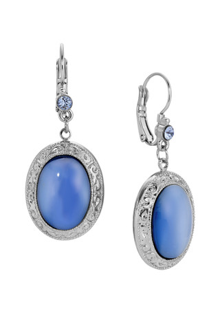 Thumbnail 1: 1928 Jewelry 1928 Jewelry Vintage Oval Moonstone Crystal Drop Earrings 