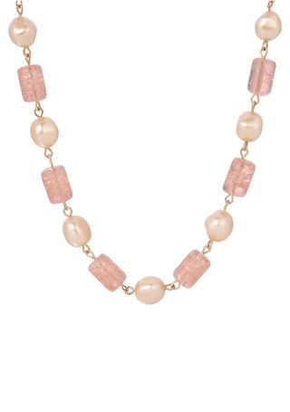 Thumbnail 1: 1928 Jewelry 1928 Jewelry Peach Cracked Glass Faux Pearl Necklace 