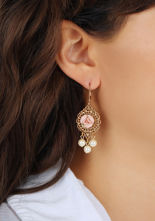 Thumbnail 2: 1928 Jewelry 1928 Jewelry Pink Rose Faux Pearl Leverback Earrings 