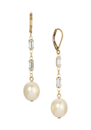 Thumbnail 1: 1928 Jewelry 1928 Jewelry Crystal Faux Pearl Linear Earrings 